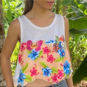 Flower Crop Top Shirt